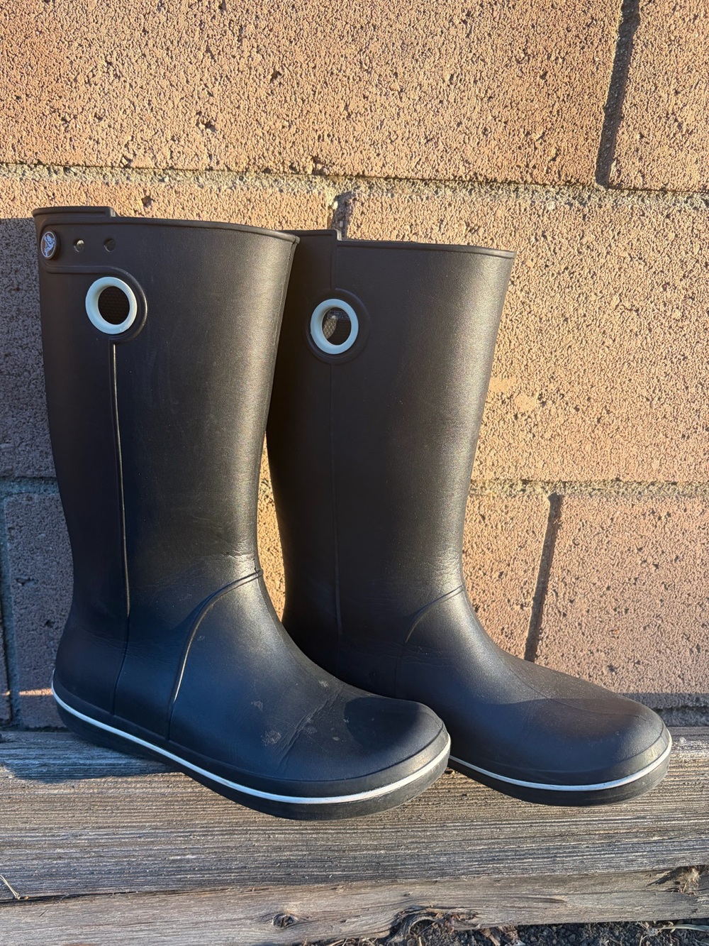 CROCS Jaunt Tall Matte Black Pull-On Rain Boots